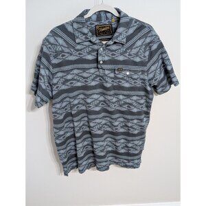 Howler Brothers Men's Ranchero Jacquard Polo Blue Sz XL Aztec Southwestern